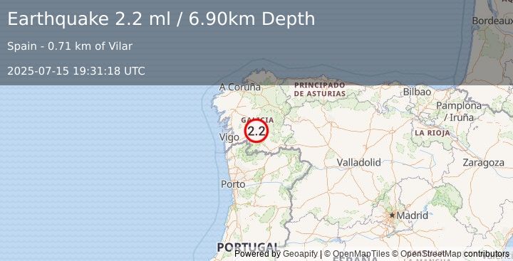 Earthquake SPAIN (2.2 ml) (2025-07-15 19:31:18 UTC)