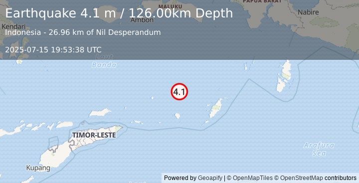 Earthquake BANDA SEA (4.1 m) (2025-07-15 19:53:38 UTC)
