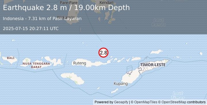 Earthquake FLORES SEA (2.8 m) (2025-07-15 20:27:11 UTC)