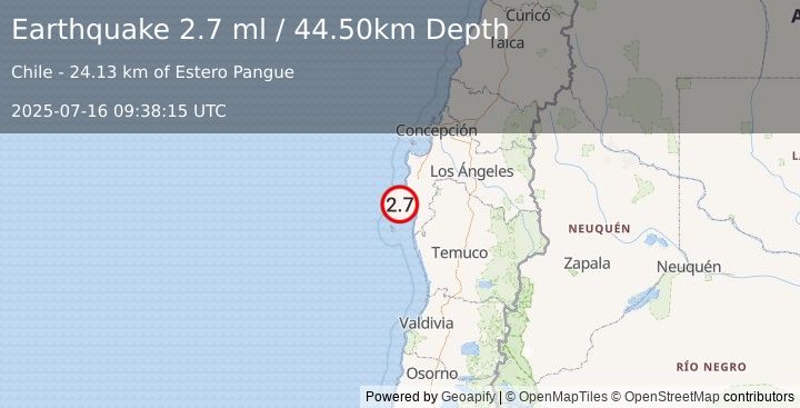 Earthquake OFFSHORE BIO-BIO, CHILE (2.7 ml) (2025-07-16 09:38:15 UTC)