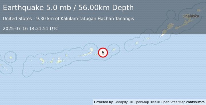 Earthquake ANDREANOF ISLANDS, ALEUTIAN IS. (5.4 mb) (2025-07-16 14:21:52 UTC)