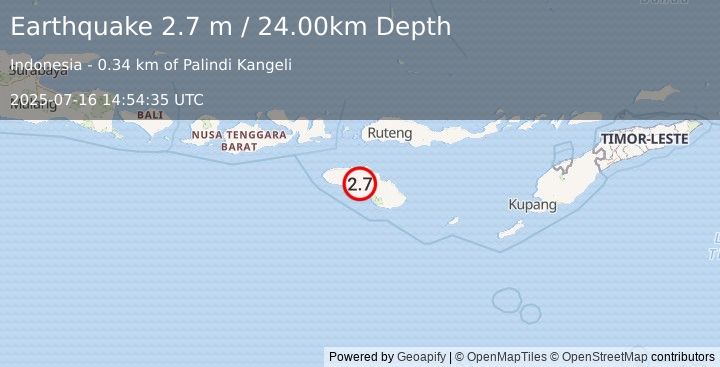 Earthquake SUMBA REGION, INDONESIA (2.7 m) (2025-07-16 14:54:35 UTC)