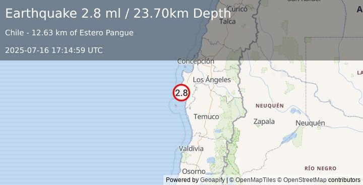 Earthquake OFFSHORE BIO-BIO, CHILE (2.8 ml) (2025-07-16 17:14:59 UTC)