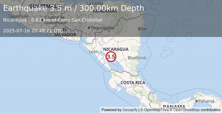 Earthquake NICARAGUA (3.5 m) (2025-07-16 20:48:21 UTC)