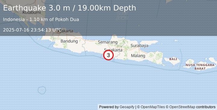 Earthquake JAVA, INDONESIA (3.0 m) (2025-07-16 23:54:13 UTC)