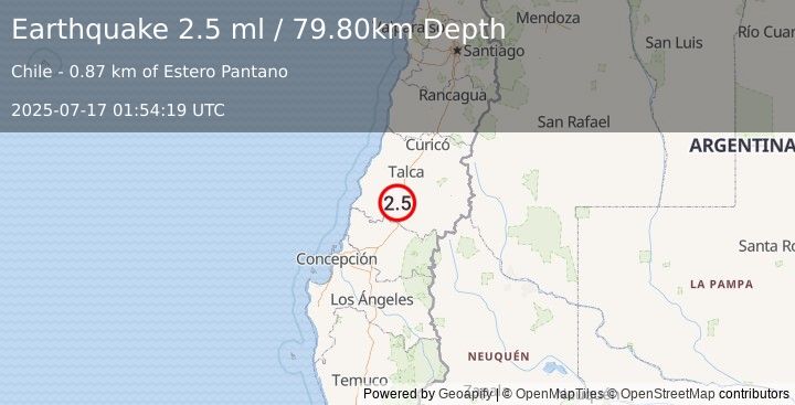 Earthquake MAULE, CHILE (2.5 ml) (2025-07-17 01:54:19 UTC)