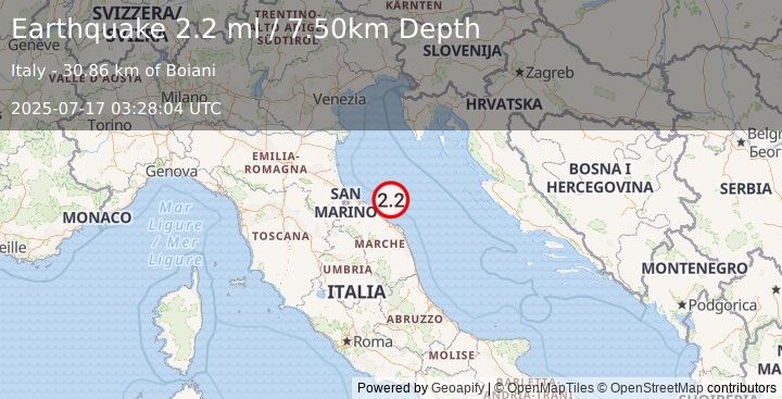 Earthquake CENTRAL ITALY (2.2 ml) (2025-07-17 03:28:04 UTC)
