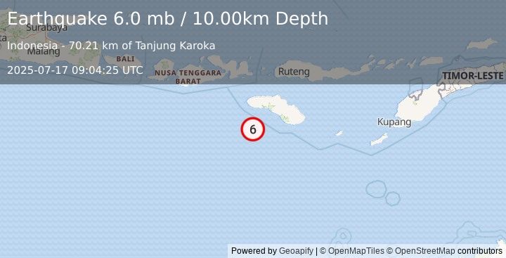 Earthquake SUMBA REGION, INDONESIA (5.9 mb) (2025-07-17 09:04:28 UTC)