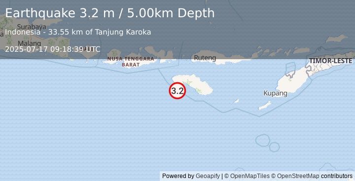 Earthquake SUMBA REGION, INDONESIA (3.2 m) (2025-07-17 09:18:39 UTC)
