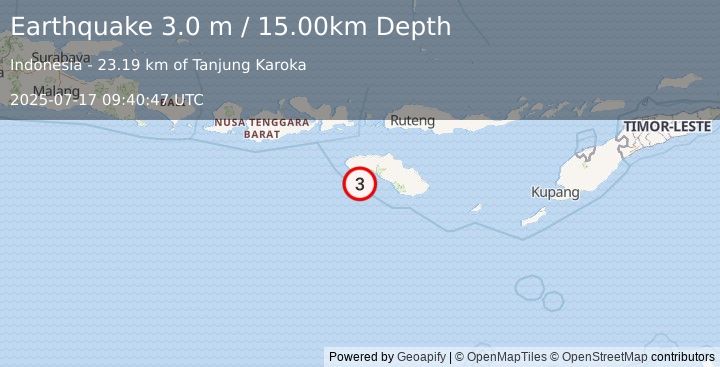 Earthquake SUMBA REGION, INDONESIA (3.0 m) (2025-07-17 09:40:47 UTC)