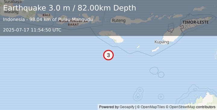 Earthquake SOUTH OF SUMBA, INDONESIA (3.0 m) (2025-07-17 11:54:50 UTC)