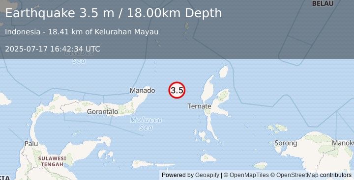 Earthquake MOLUCCA SEA (3.5 m) (2025-07-17 16:42:34 UTC)