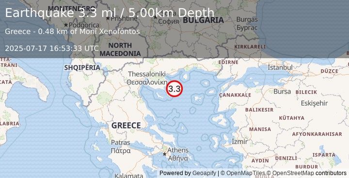 Earthquake AEGEAN SEA (3.3 ml) (2025-07-17 16:53:33 UTC)