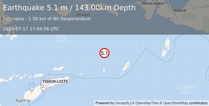 Earthquake BANDA SEA (4.9 mb) (2025-07-17 17:04:55 UTC)
