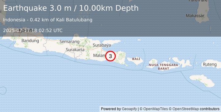 Earthquake JAVA, INDONESIA (3.0 m) (2025-07-17 18:02:52 UTC)