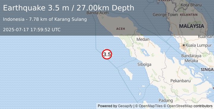 Earthquake SIMEULUE, INDONESIA (3.5 m) (2025-07-17 17:59:52 UTC)