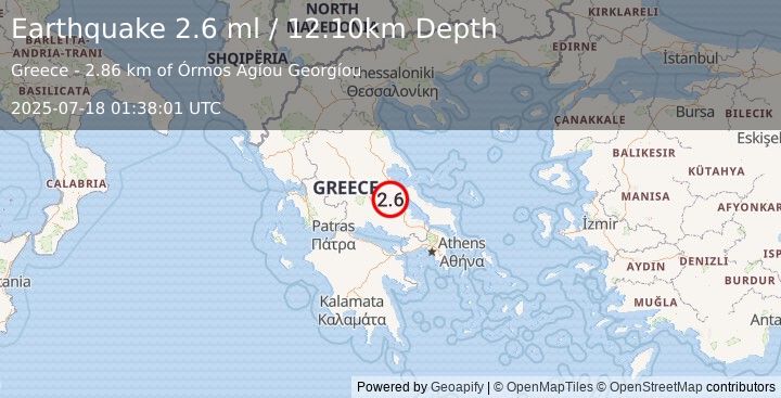 Earthquake GREECE (2.6 ml) (2025-07-18 01:38:01 UTC)