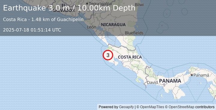 Earthquake COSTA RICA (3.0 m) (2025-07-18 01:51:14 UTC)