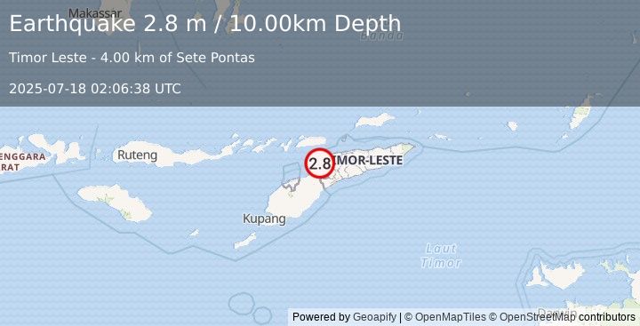 Earthquake KEPULAUAN ALOR, INDONESIA (2.8 m) (2025-07-18 02:06:38 UTC)