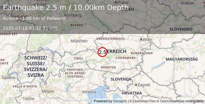Earthquake AUSTRIA (2.4 m) (2025-07-18 03:22:49 UTC)