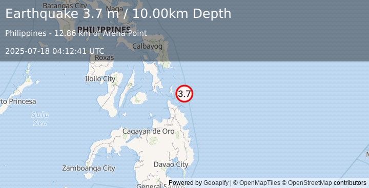 Earthquake PHILIPPINE ISLANDS REGION (3.7 m) (2025-07-18 04:12:41 UTC)