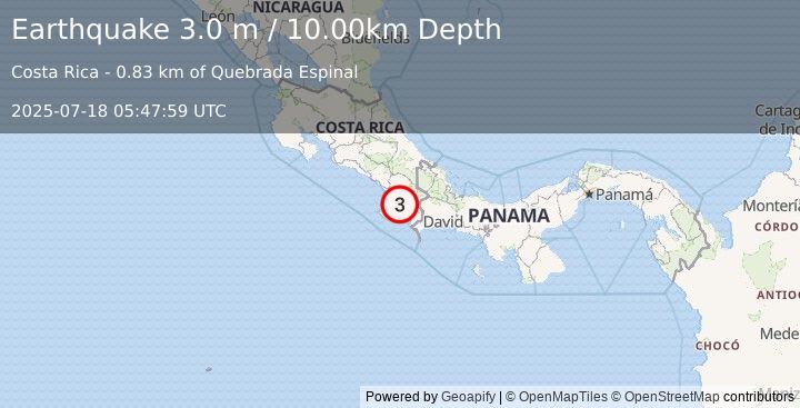 Earthquake COSTA RICA (3.0 m) (2025-07-18 05:47:59 UTC)
