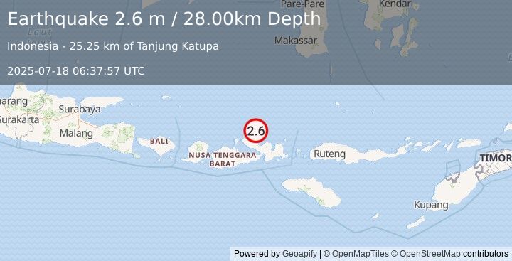 Earthquake FLORES SEA (2.6 m) (2025-07-18 06:37:57 UTC)