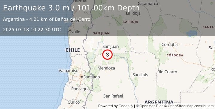 Earthquake SAN JUAN, ARGENTINA (3.0 m) (2025-07-18 10:22:30 UTC)