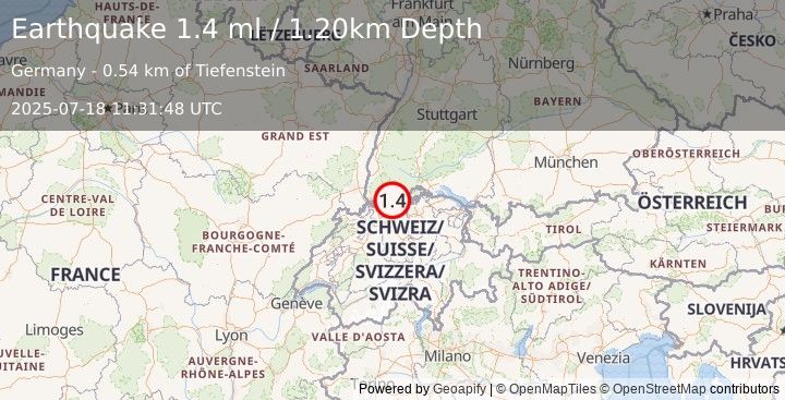 Earthquake GERMANY (1.4 ml) (2025-07-18 11:31:48 UTC)