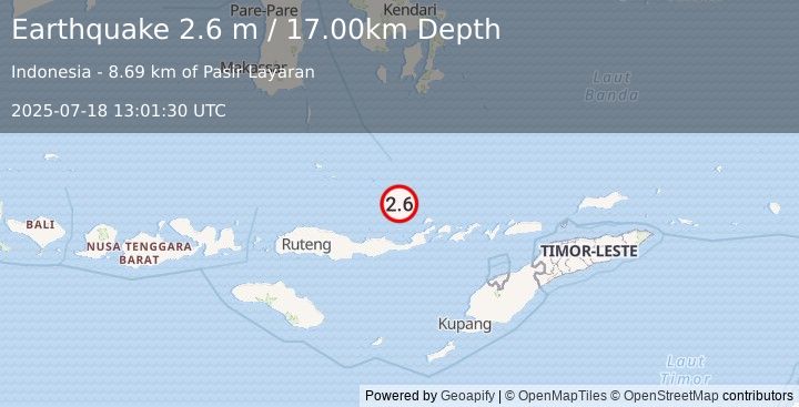 Earthquake FLORES SEA (2.6 m) (2025-07-18 13:01:30 UTC)