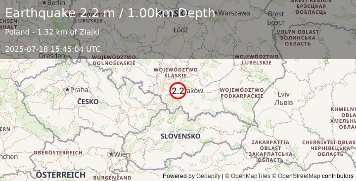 Earthquake POLAND (2.2 m) (2025-07-18 15:45:04 UTC)