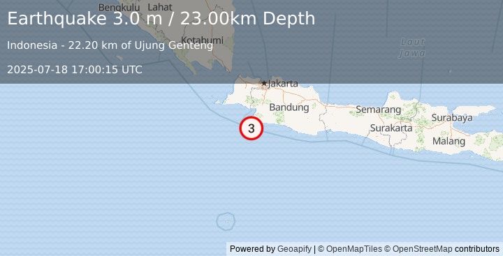 Earthquake JAVA, INDONESIA (3.0 m) (2025-07-18 17:00:15 UTC)