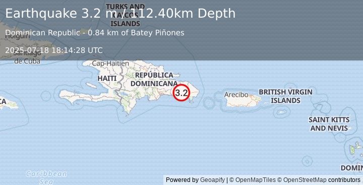 Earthquake DOMINICAN REPUBLIC (3.2 m) (2025-07-18 18:14:28 UTC)