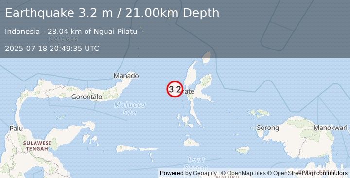 Earthquake HALMAHERA, INDONESIA (3.2 m) (2025-07-18 20:49:35 UTC)