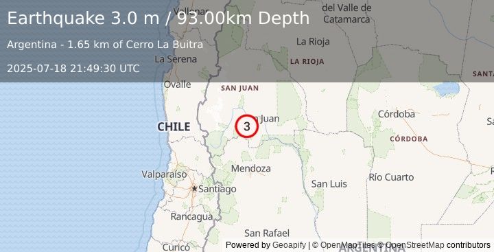 Earthquake SAN JUAN, ARGENTINA (3.0 m) (2025-07-18 21:49:30 UTC)
