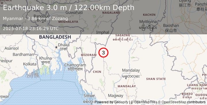 Earthquake MYANMAR (3.0 m) (2025-07-18 23:16:29 UTC)