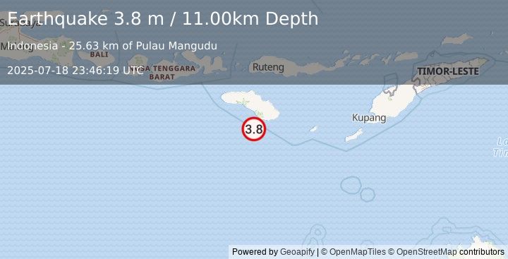 Earthquake SUMBA REGION, INDONESIA (3.8 m) (2025-07-18 23:46:19 UTC)