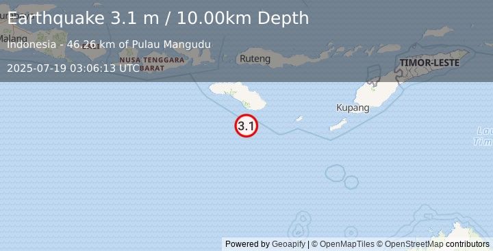 Earthquake SUMBA REGION, INDONESIA (3.1 m) (2025-07-19 03:06:13 UTC)