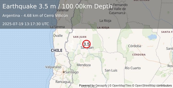 Earthquake SAN JUAN, ARGENTINA (3.5 m) (2025-07-19 13:17:30 UTC)