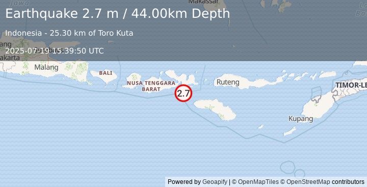 Earthquake SUMBAWA REGION, INDONESIA (2.7 m) (2025-07-19 15:39:50 UTC)