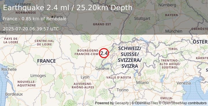 Earthquake FRANCE (2.4 ml) (2025-07-20 06:39:57 UTC)