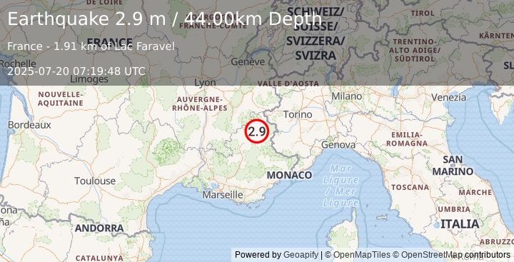 Earthquake FRANCE (2.9 m) (2025-07-20 07:19:48 UTC)