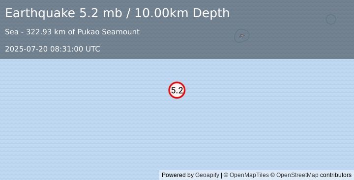 Earthquake EASTER ISLAND REGION (5.2 mb) (2025-07-20 08:31:00 UTC)