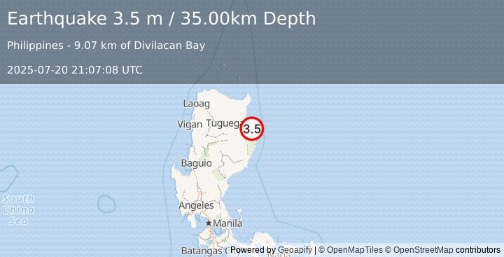 Earthquake LUZON, PHILIPPINES (3.5 m) (2025-07-20 21:07:08 UTC)