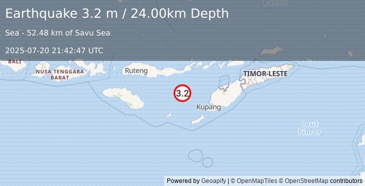 Earthquake SAVU SEA (3.2 m) (2025-07-20 21:42:47 UTC)