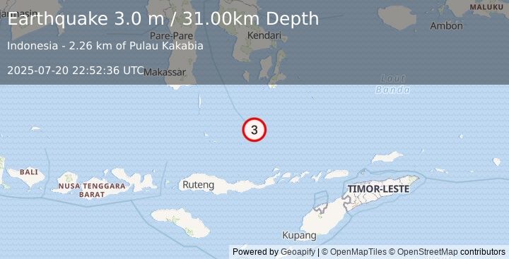 Earthquake FLORES SEA (3.0 m) (2025-07-20 22:52:36 UTC)