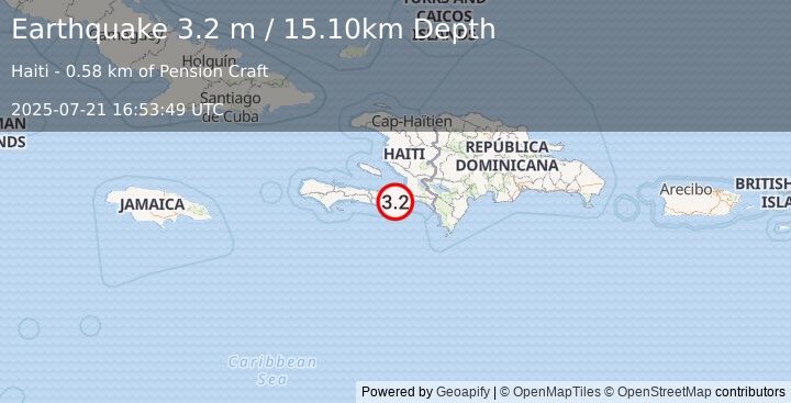 Earthquake HAITI REGION (3.2 m) (2025-07-21 16:53:49 UTC)