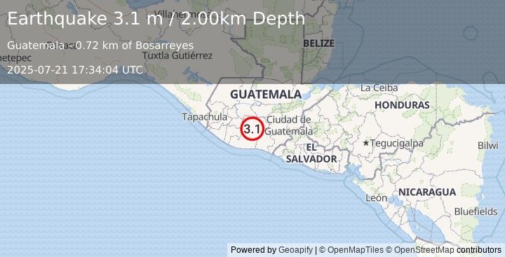 Earthquake GUATEMALA (3.1 m) (2025-07-21 17:34:04 UTC)