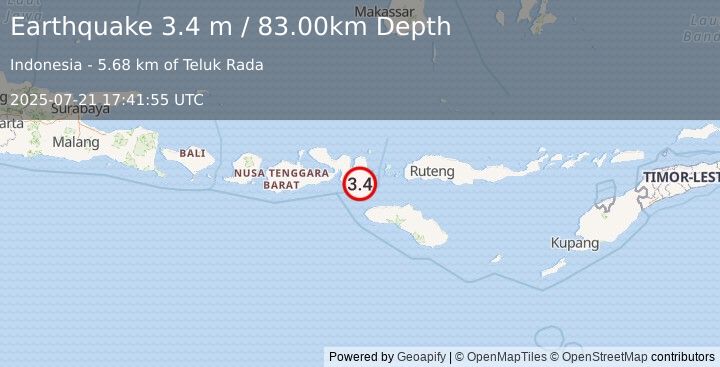 Earthquake SUMBAWA REGION, INDONESIA (3.4 m) (2025-07-21 17:41:55 UTC)