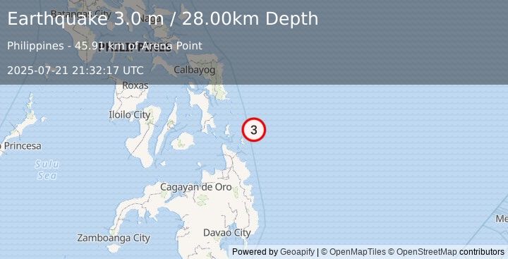 Earthquake PHILIPPINE ISLANDS REGION (3.0 m) (2025-07-21 21:32:17 UTC)